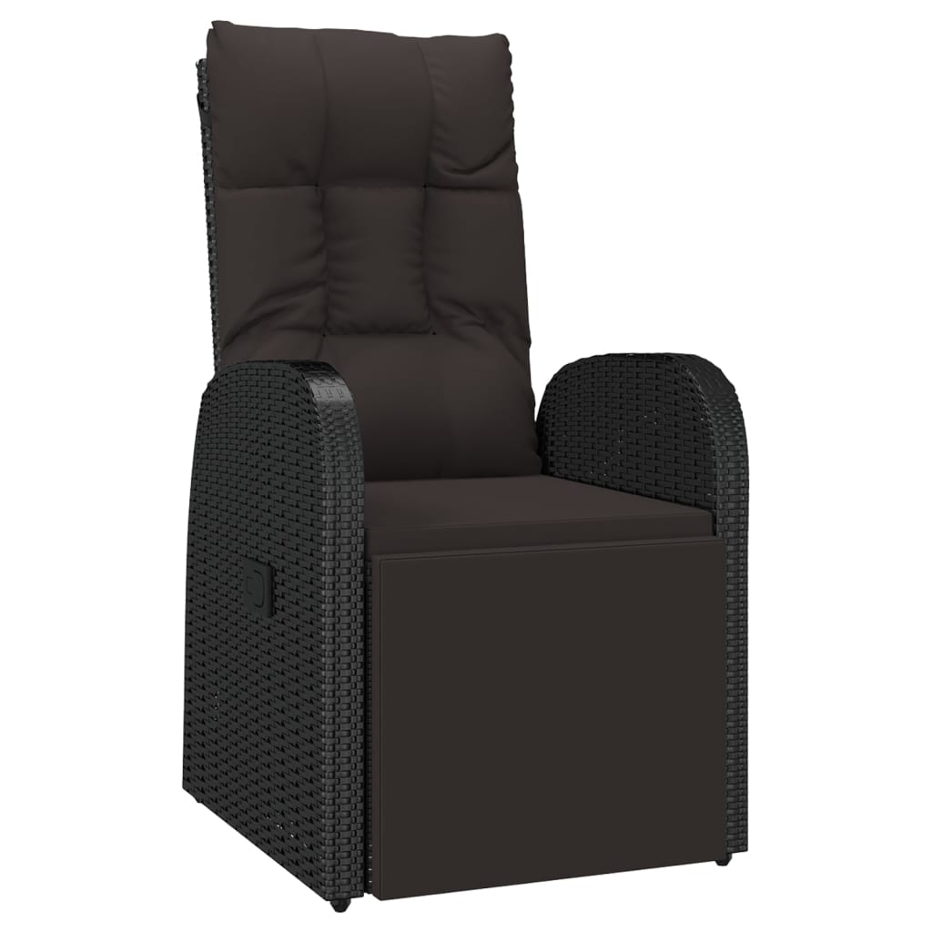 loungesæt til haven 2 dele polyrattan og stål sort