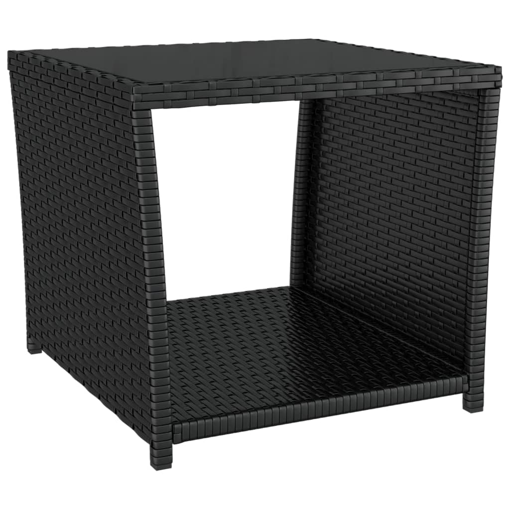 loungesæt til haven 2 dele polyrattan og stål sort
