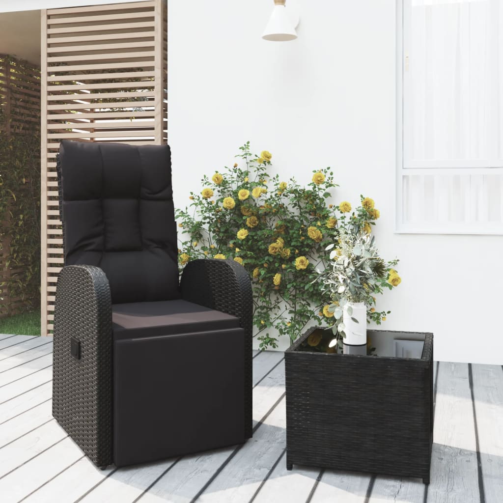 loungesæt til haven 2 dele polyrattan og stål sort