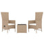 loungesæt til haven 3 dele polyrattan og stål beige