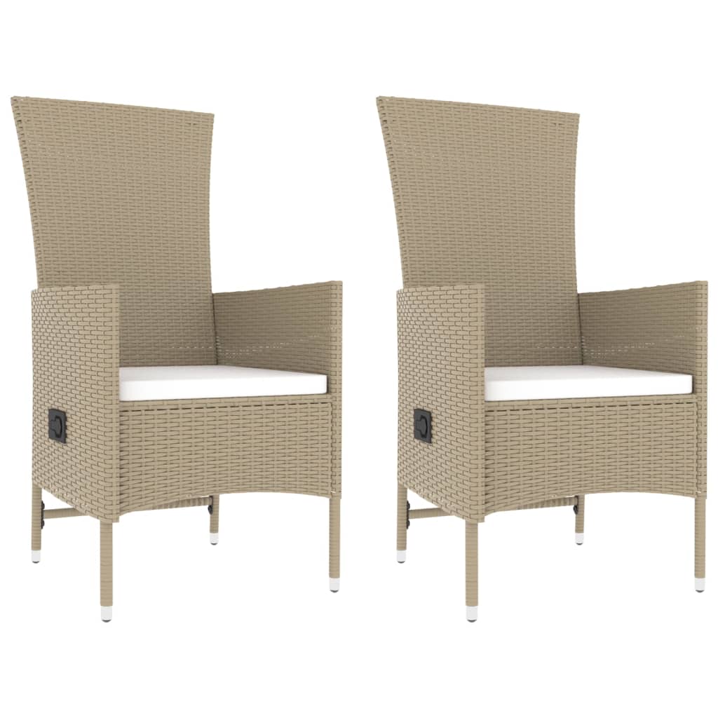loungesæt til haven 3 dele polyrattan og stål beige