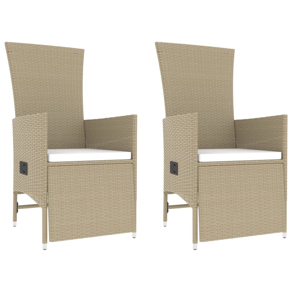 loungesæt til haven 3 dele polyrattan og stål beige