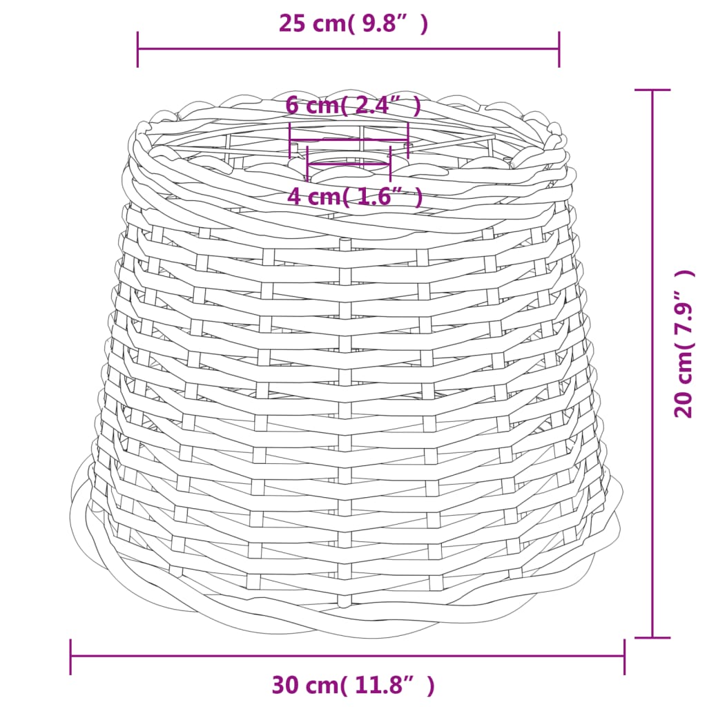 lampeskærm til loftlampe Ø30x20 cm flet hvid