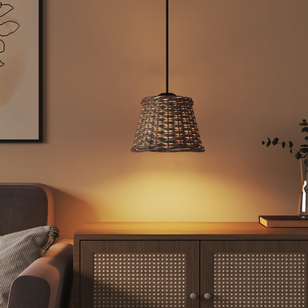 lampeskærm til loftlampe Ø15x12 cm flet brun