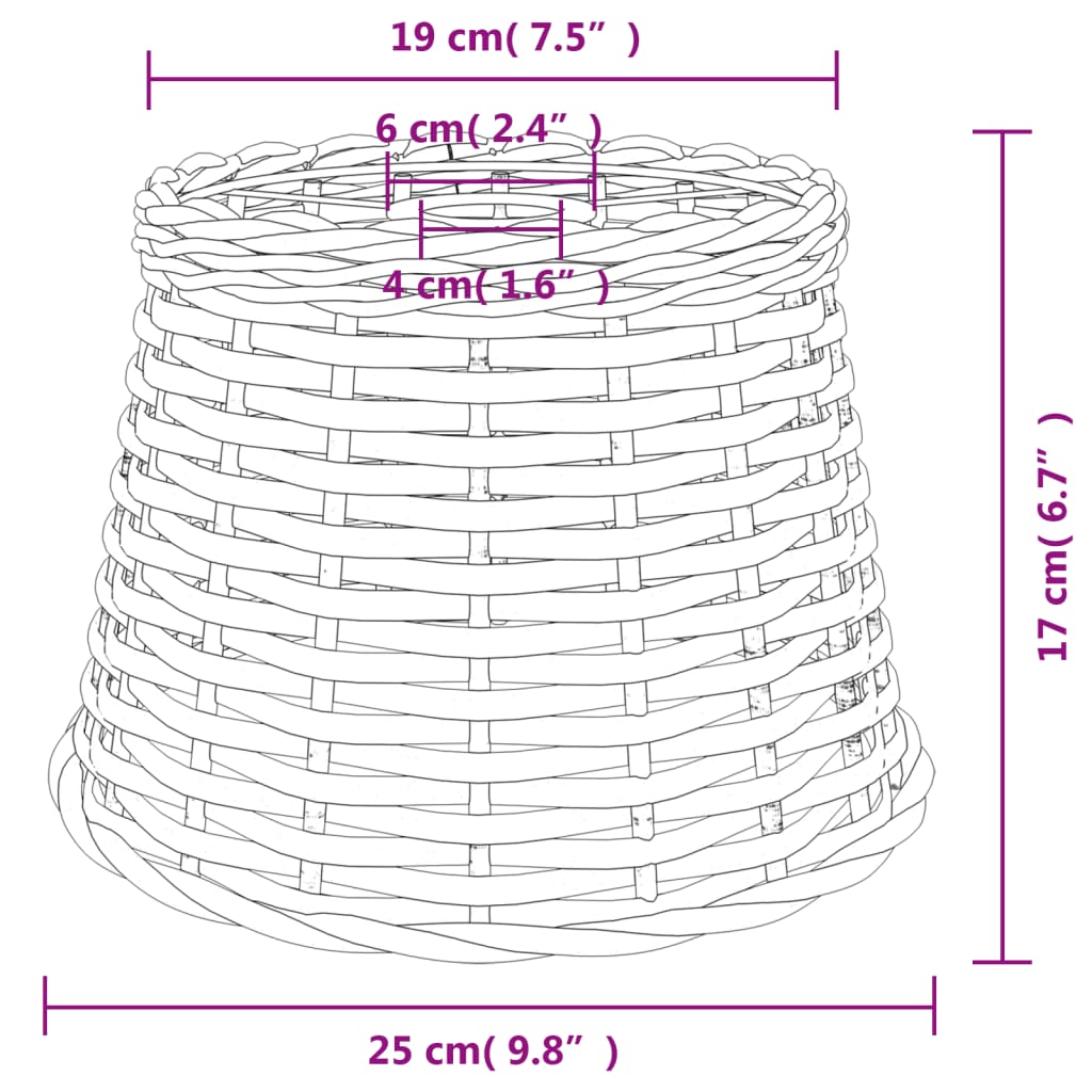 lampeskærm til loftlampe Ø25x17 cm flet brun