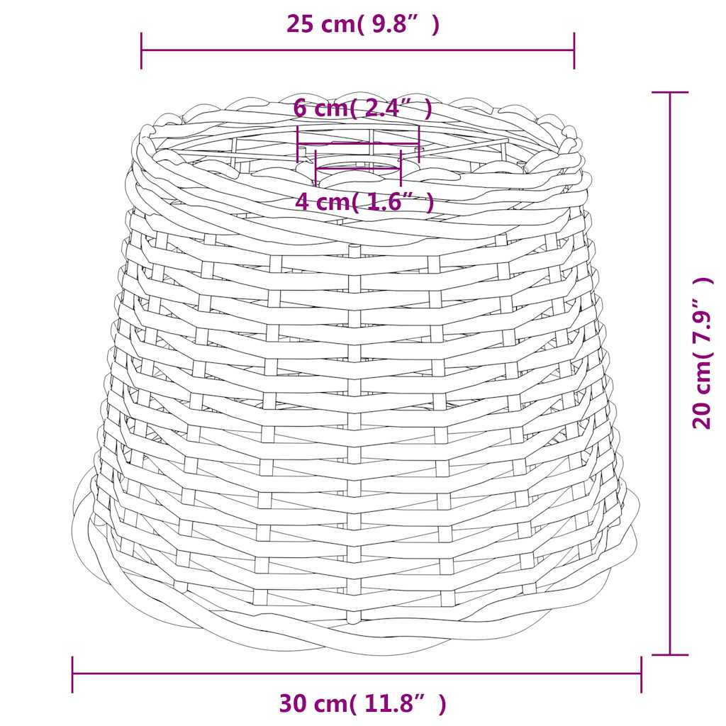 lampeskærm til loftlampe Ø30x20 cm flet brun