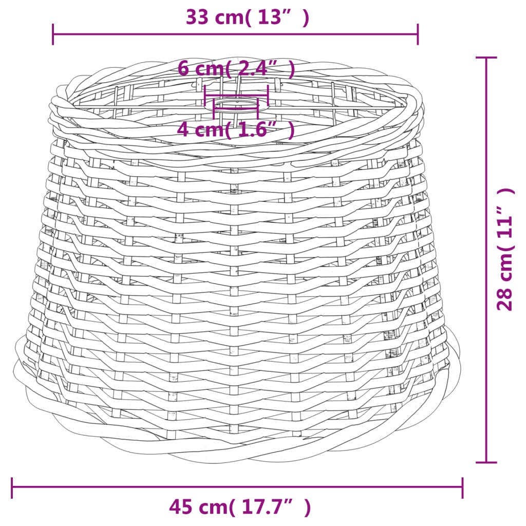 lampeskærm til loftlampe Ø45x28 cm flet brun