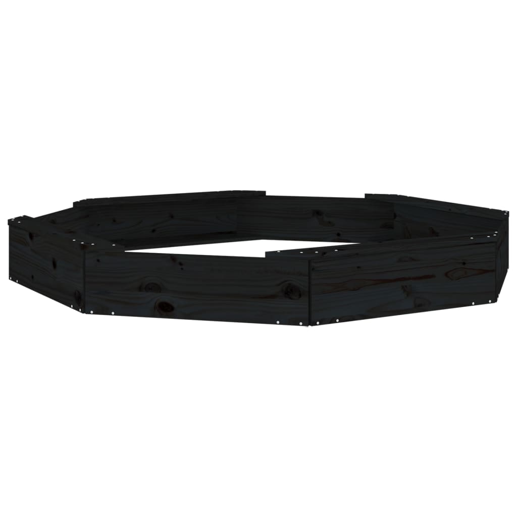 sandkasse med sæder ottekantet massivt fyrretræ sort
