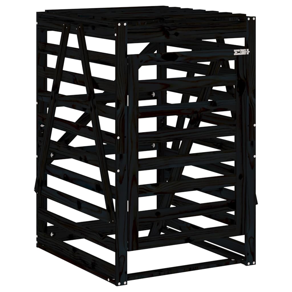 skraldespandsskjuler 84x90x128,5 cm massivt fyrretræ sort