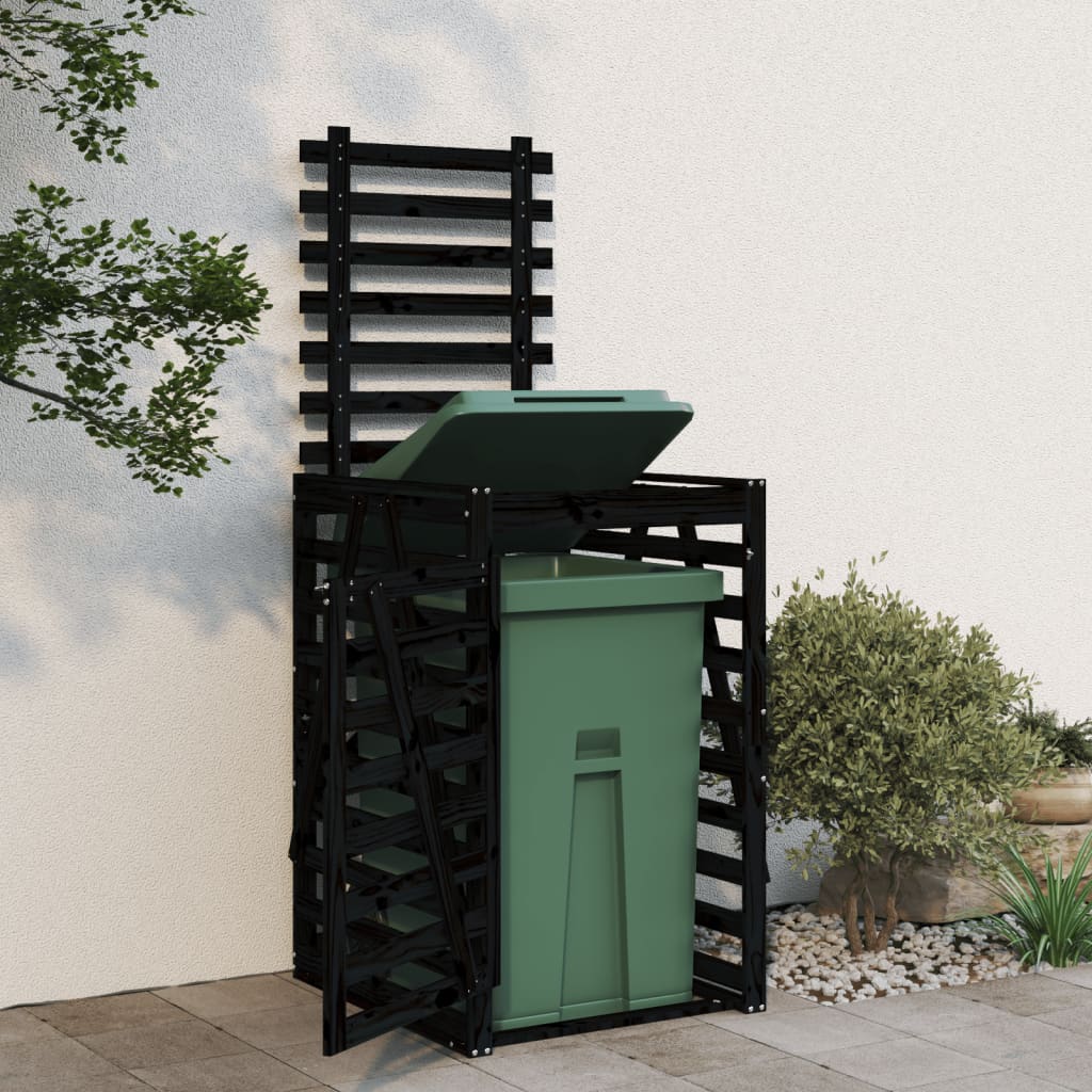 skraldespandsskjuler 84x90x128,5 cm massivt fyrretræ sort