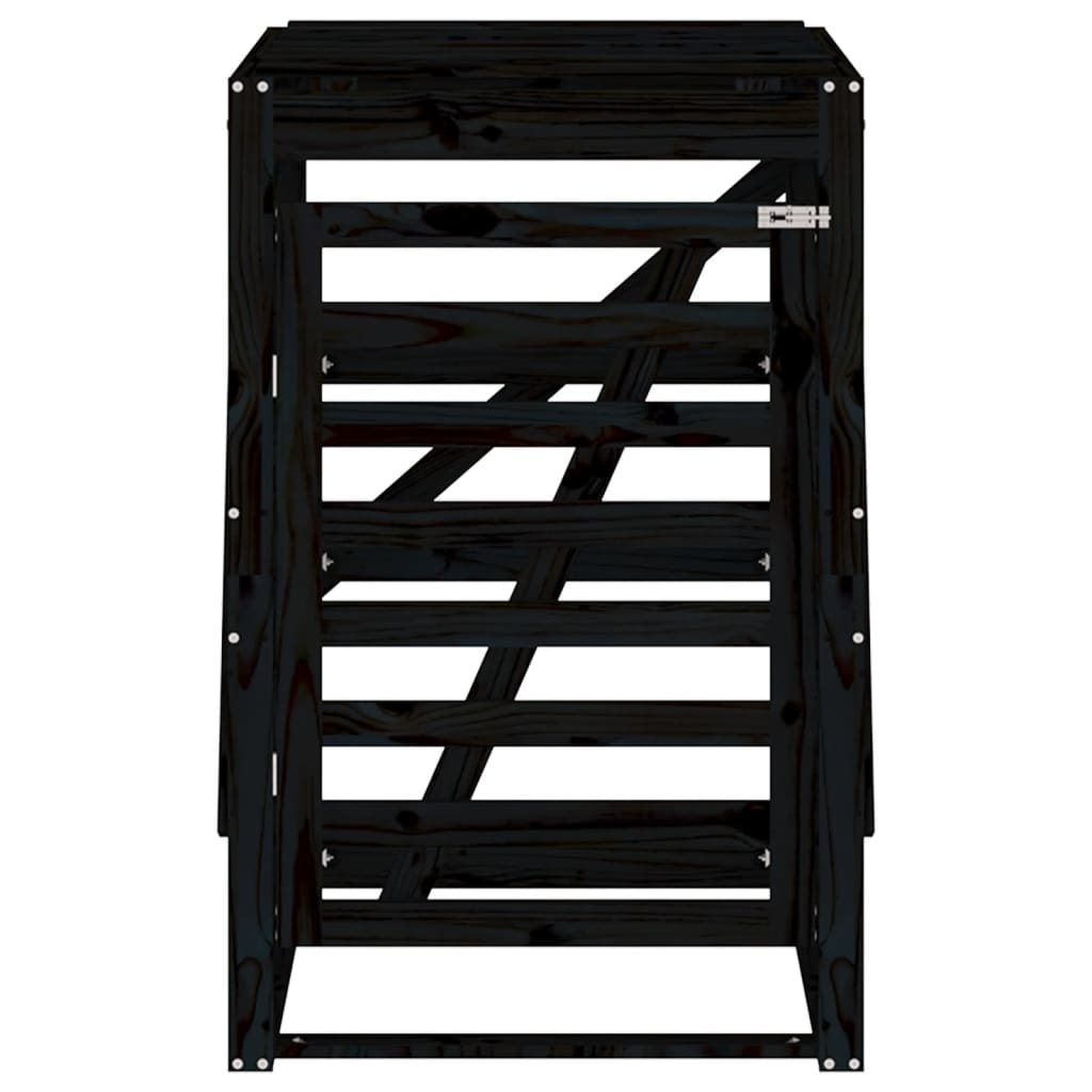 skraldespandsskjuler 84x90x128,5 cm massivt fyrretræ sort