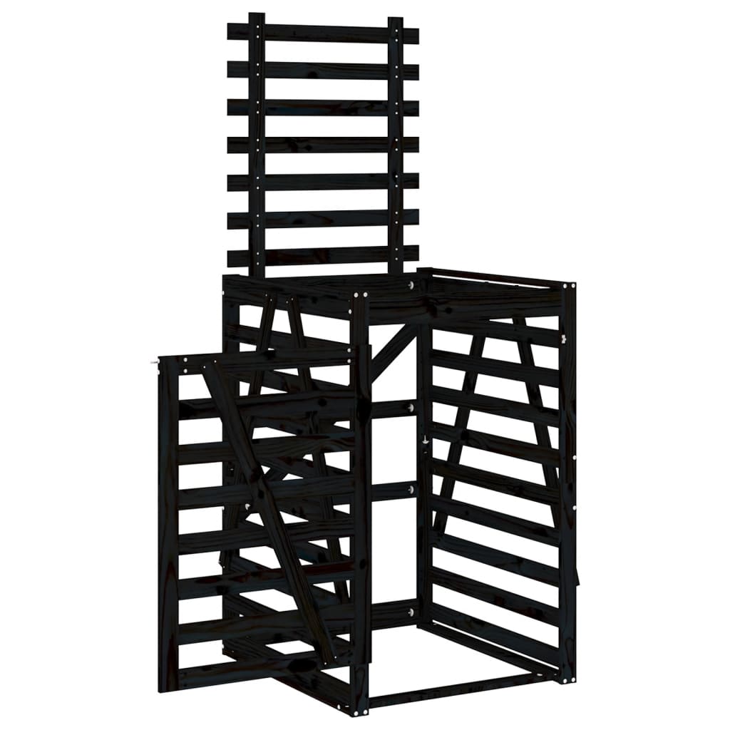 skraldespandsskjuler 84x90x128,5 cm massivt fyrretræ sort