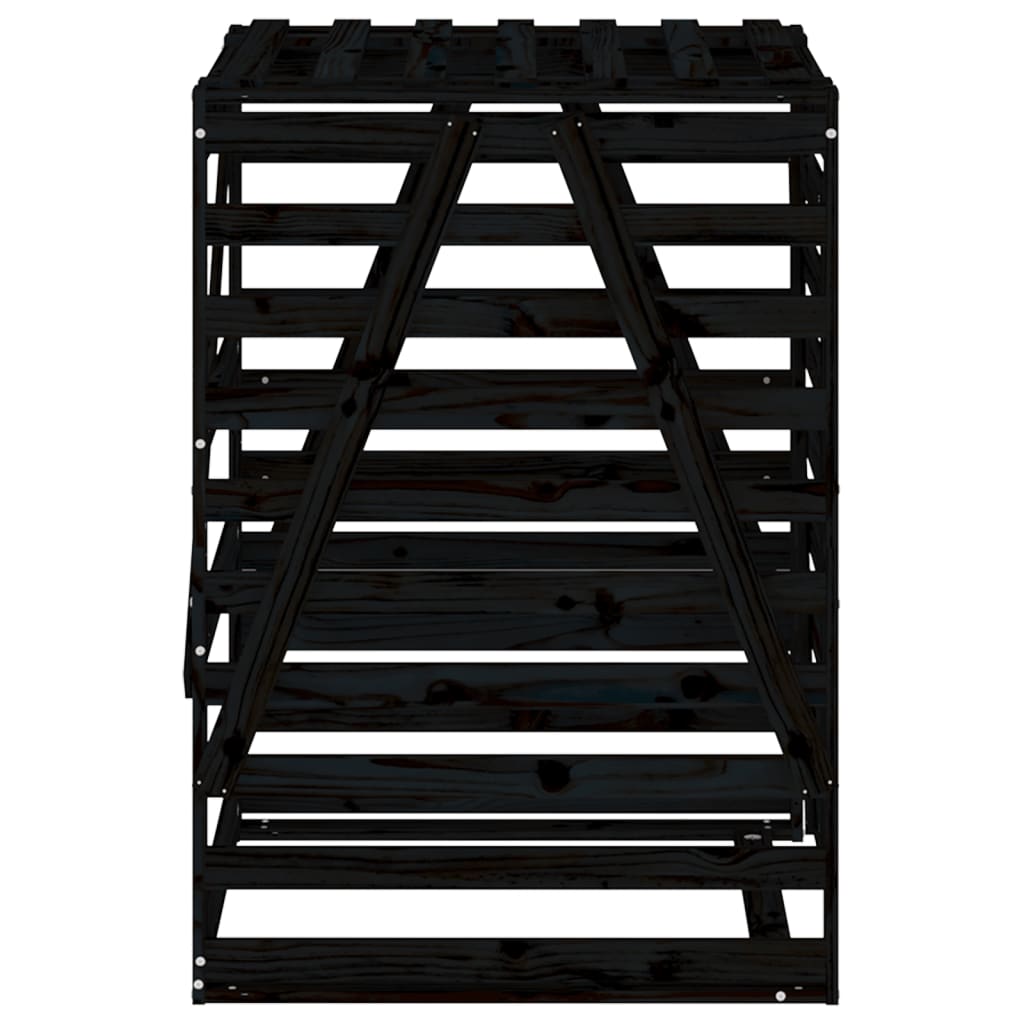 skraldespandsskjuler 84x90x128,5 cm massivt fyrretræ sort