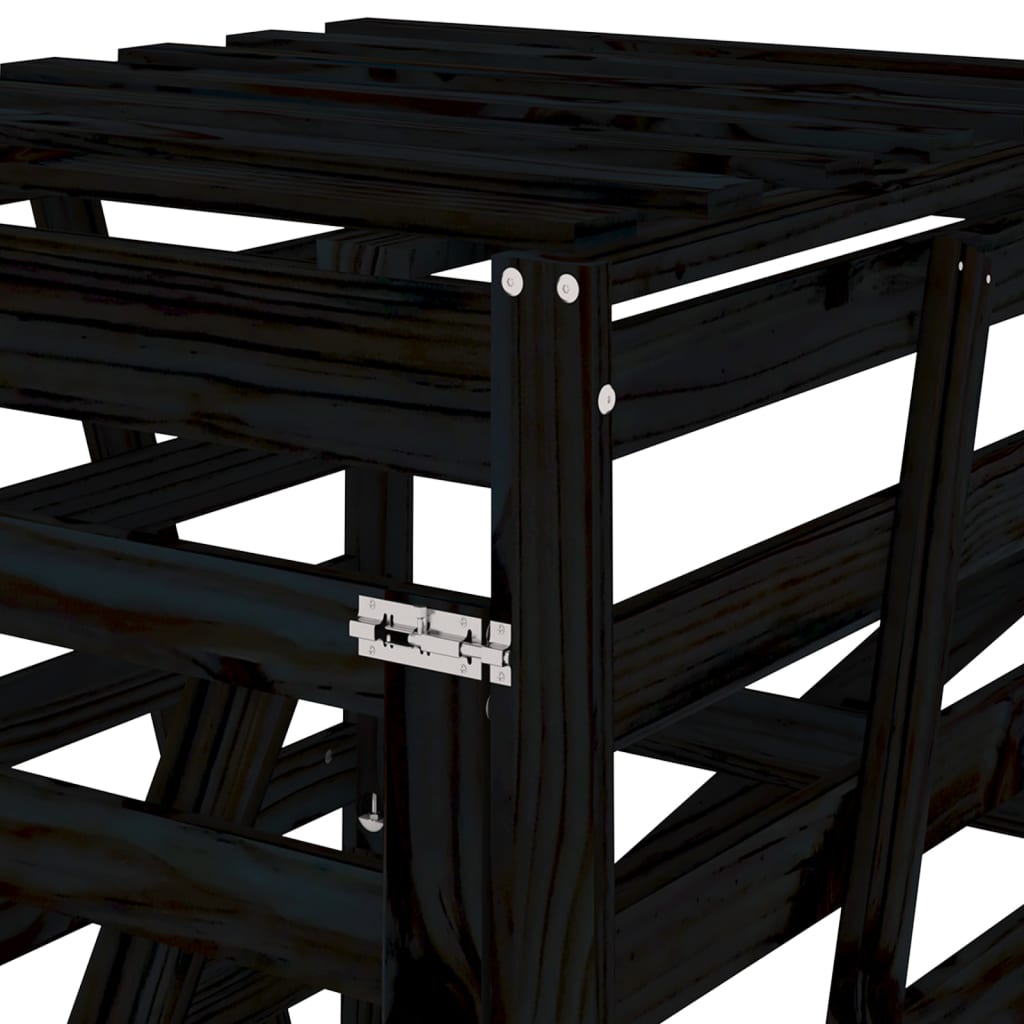 skraldespandsskjuler 84x90x128,5 cm massivt fyrretræ sort