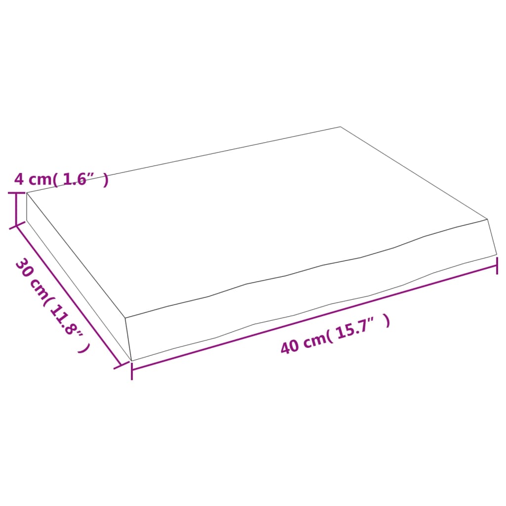væghylde 40x30x(2-4) cm behandlet massivt egetræ lysebrun
