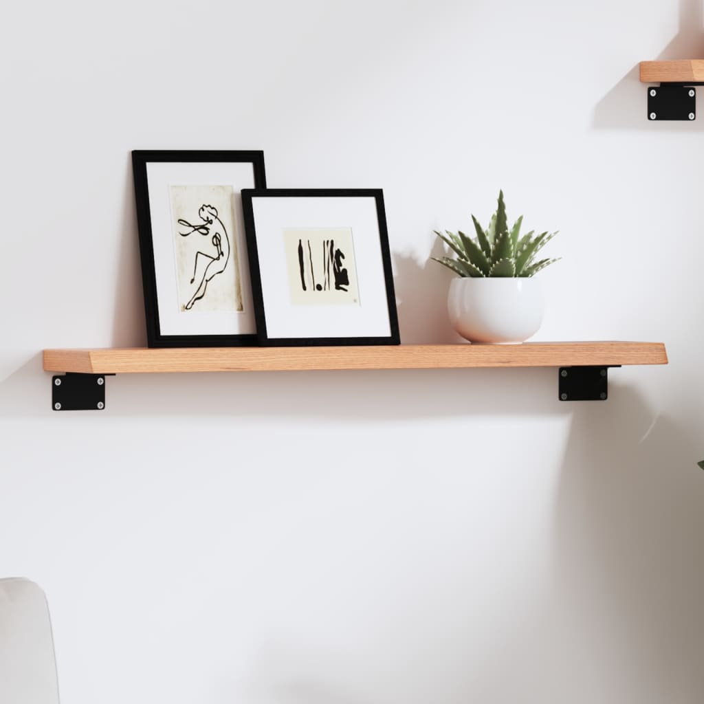 væghylde 60x10x2 cm behandlet massivt egetræ lysebrun