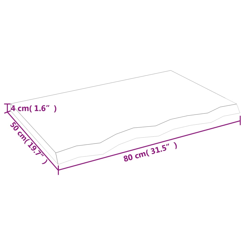 væghylde 80x50x(2-4) cm behandlet massivt egetræ lysebrun