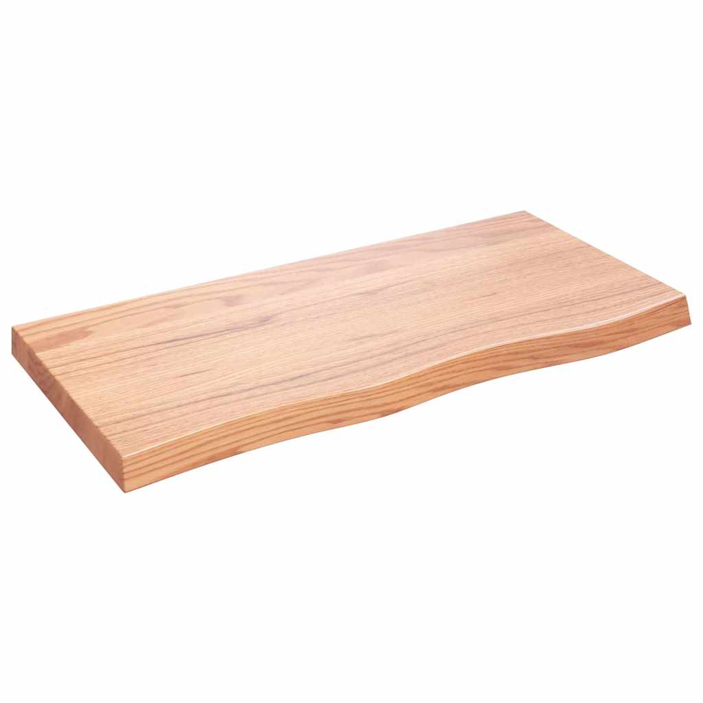 væghylde 100x50x(2-6) cm behandlet massivt egetræ lysebrun