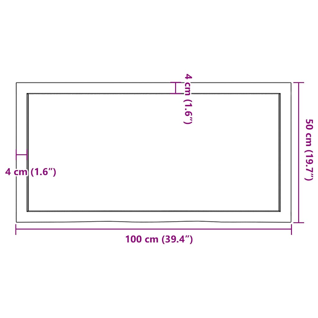 væghylde 100x50x(2-6) cm behandlet massivt egetræ lysebrun