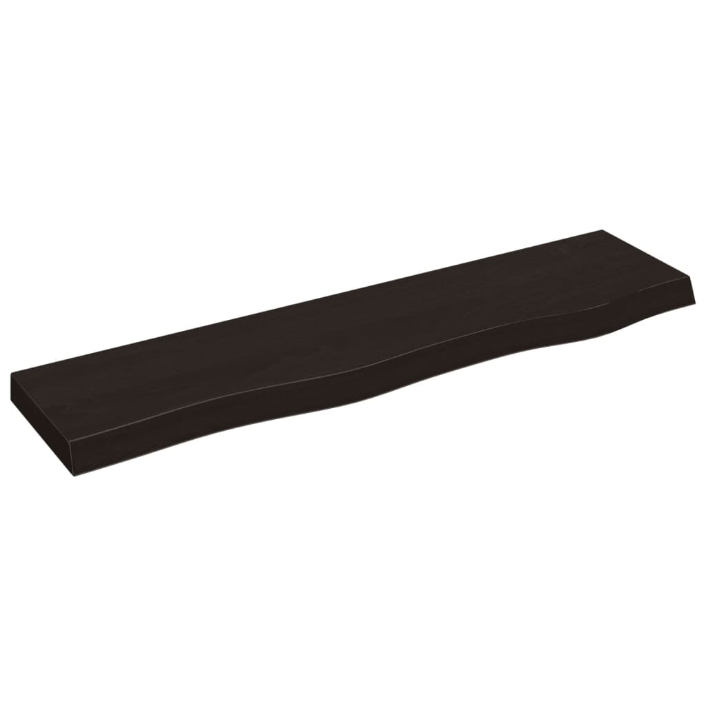 væghylde 80x20x4 cm behandlet massivt egetræ mørkebrun