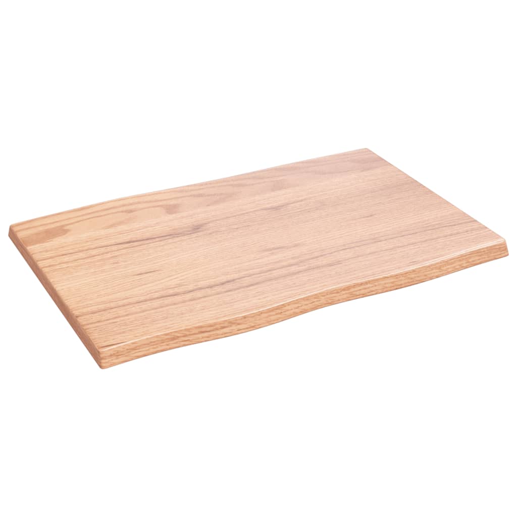 bordplade 60x40x2 cm naturlig kant behandlet egetræ lysebrun