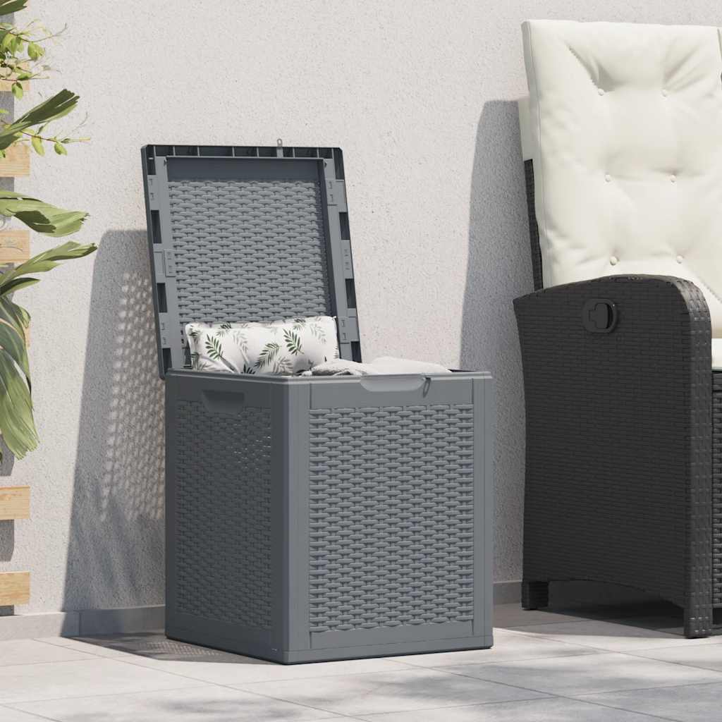 opbevaringsboks til haven 90 l polyrattan grå