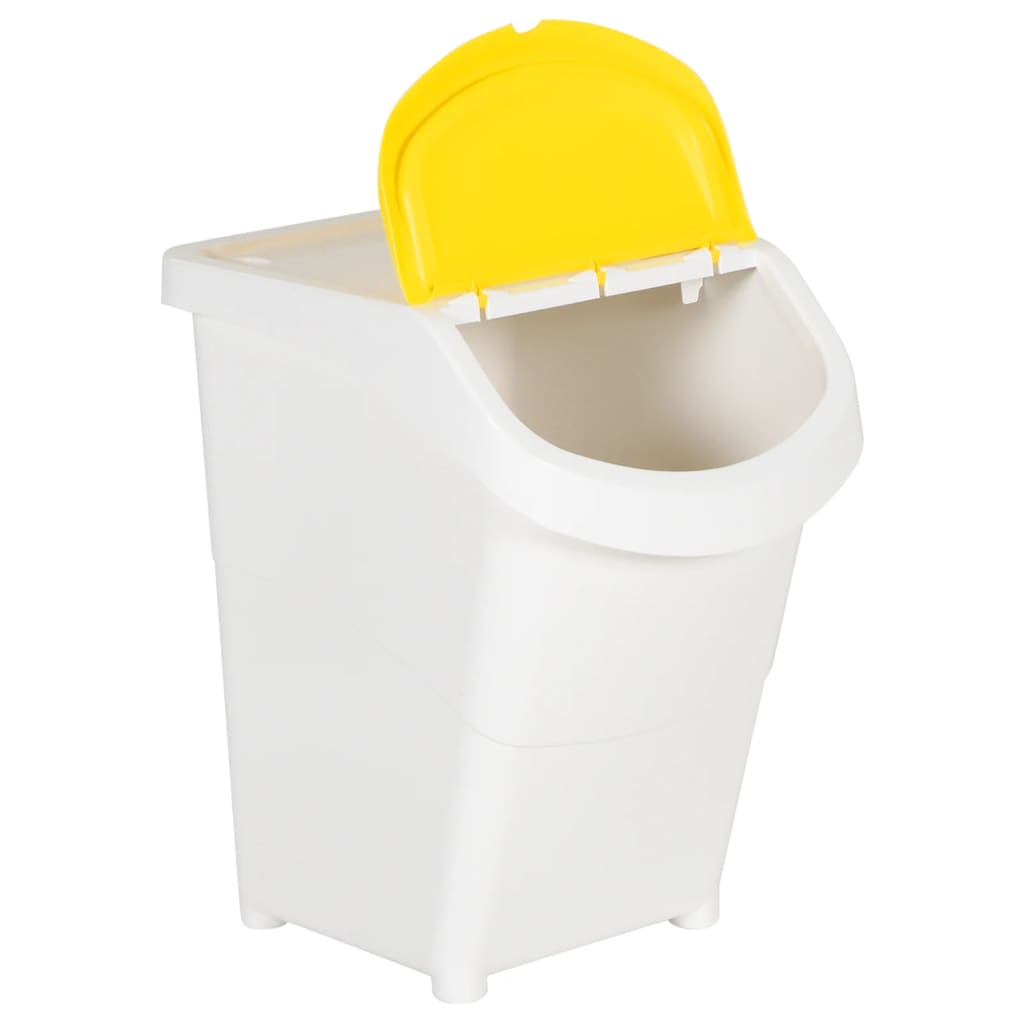 stabelbare affaldsspande med låg 3 stk. PP 120 l hvid
