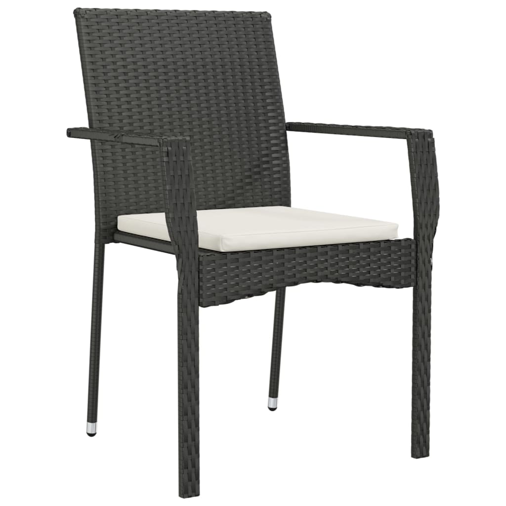 spisebordssæt til haven 7 dele med hynder polyrattan sort