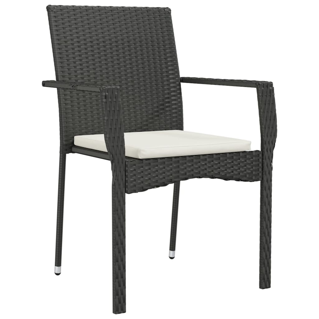 spisebordssæt til haven 7 dele med hynder polyrattan sort