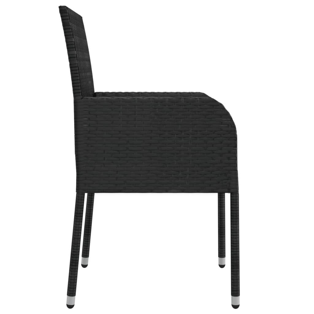 spisebordssæt til haven 5 dele med hynder polyrattan sort