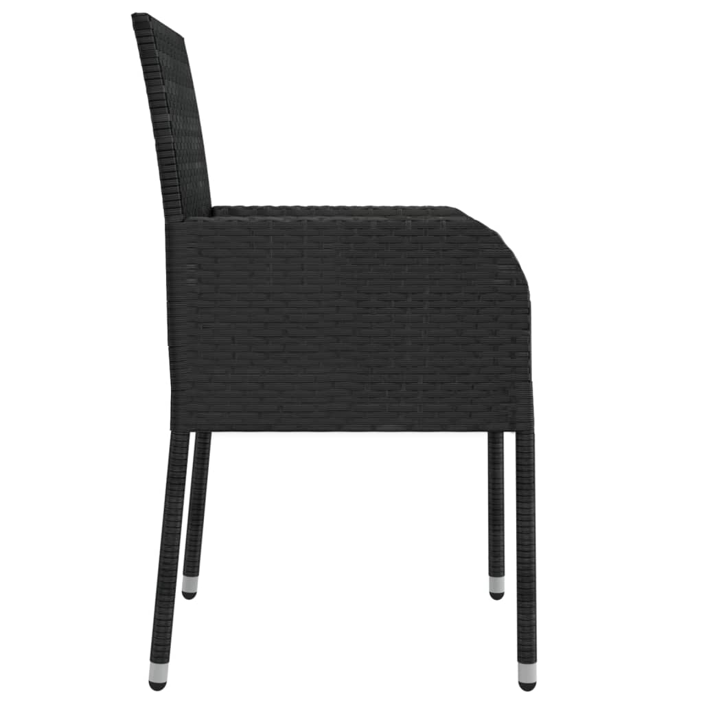 spisebordssæt til haven 9 dele med hynder polyrattan sort