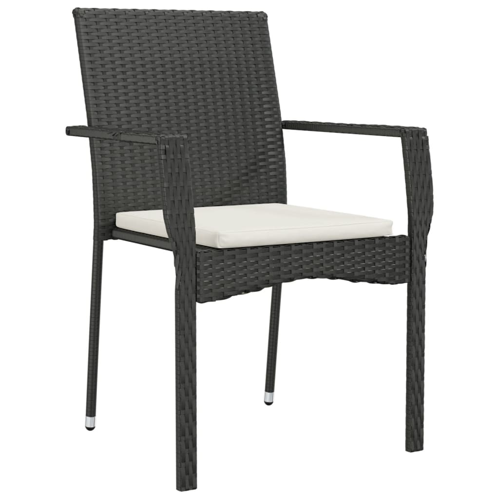 spisebordssæt til haven 5 dele med hynder polyrattan sort