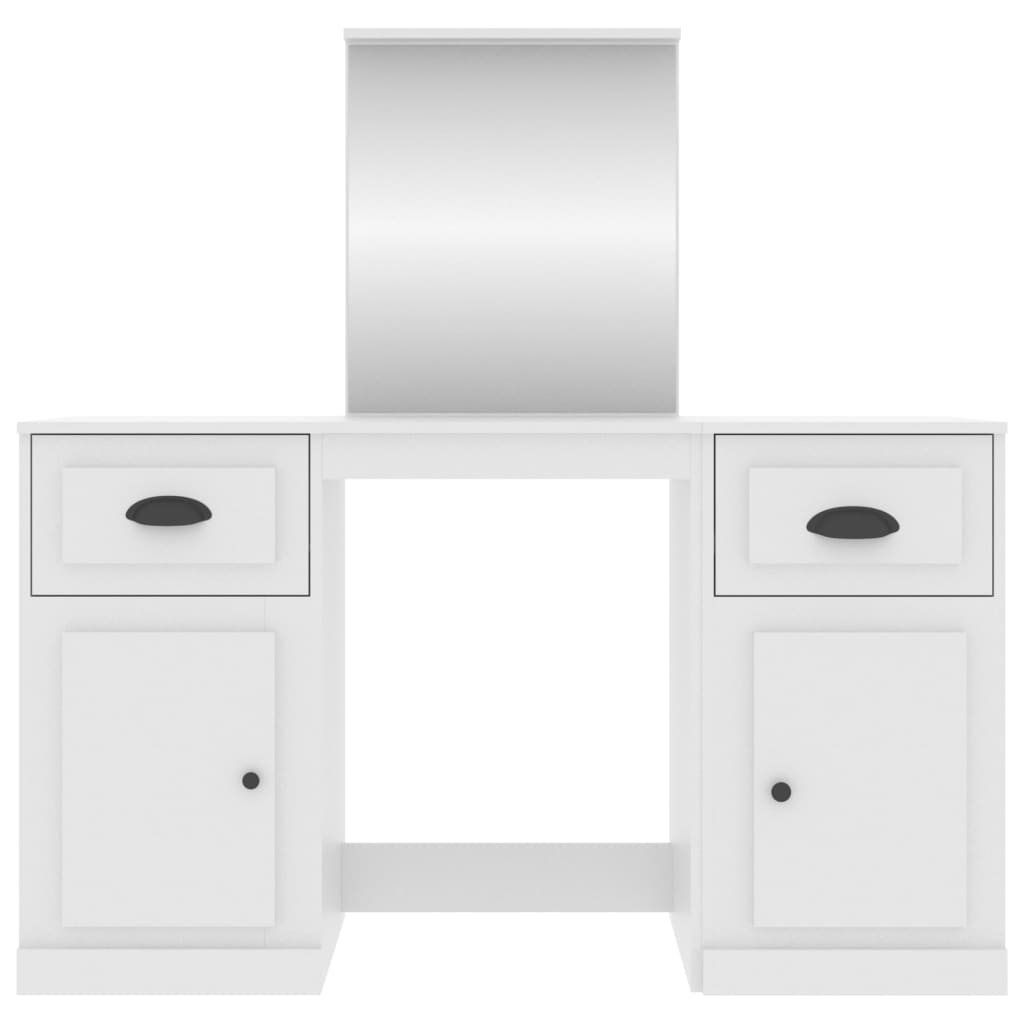 makeupbord med spejl 130x50x132,5 cm hvid