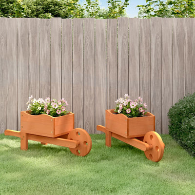 plantekasser 2 stk. trillebørsdesign 47x15x19 cm massivt fyr