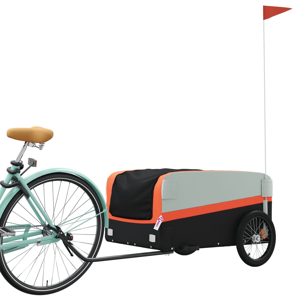 cykelanhænger 45 kg jern sort og orange