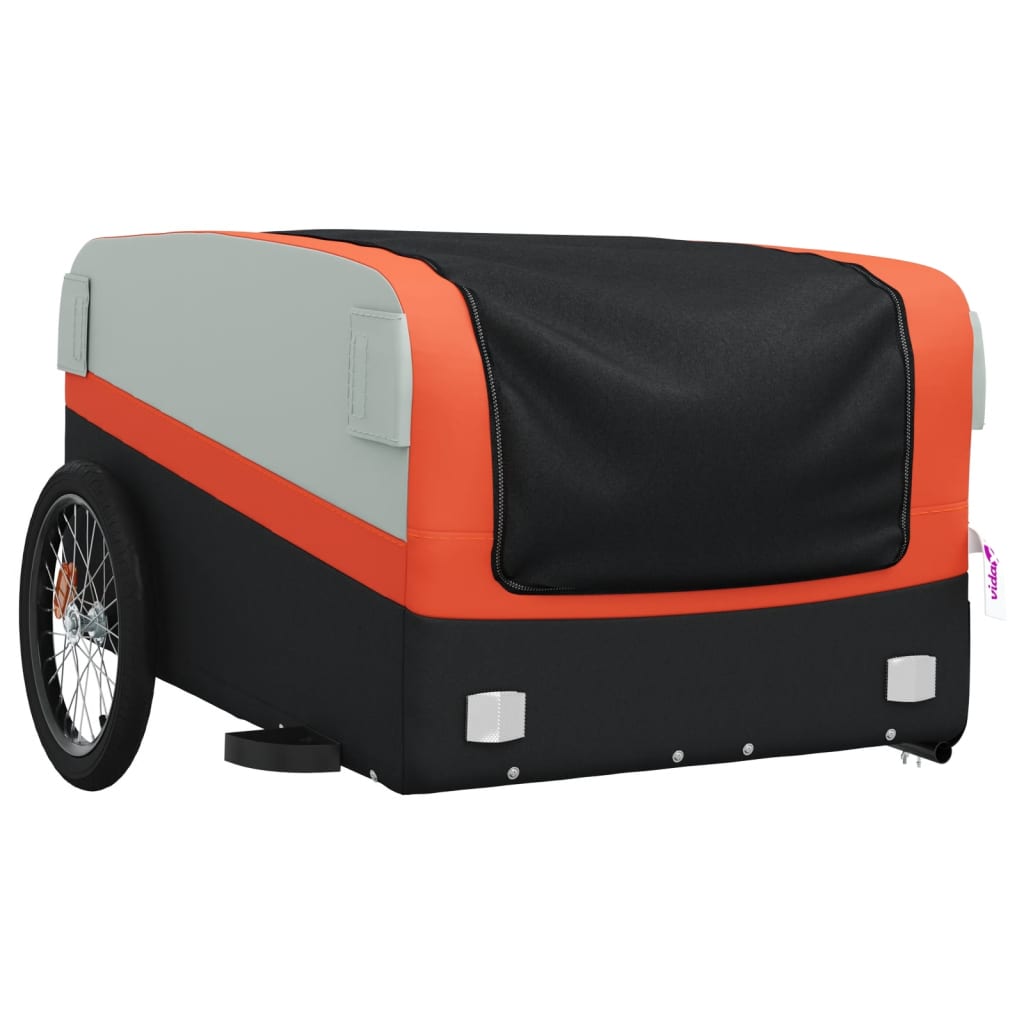 cykelanhænger 45 kg jern sort og orange