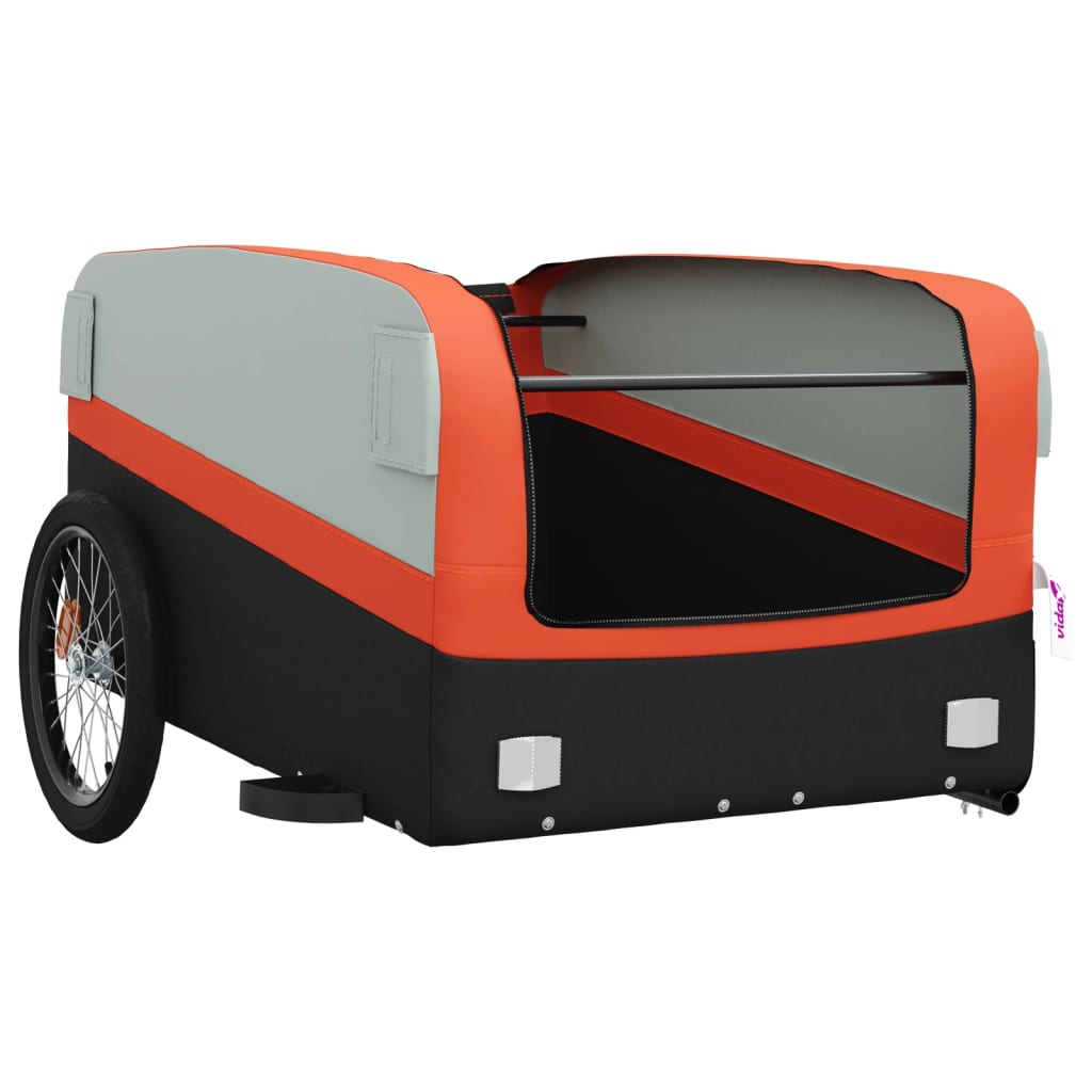 cykelanhænger 45 kg jern sort og orange