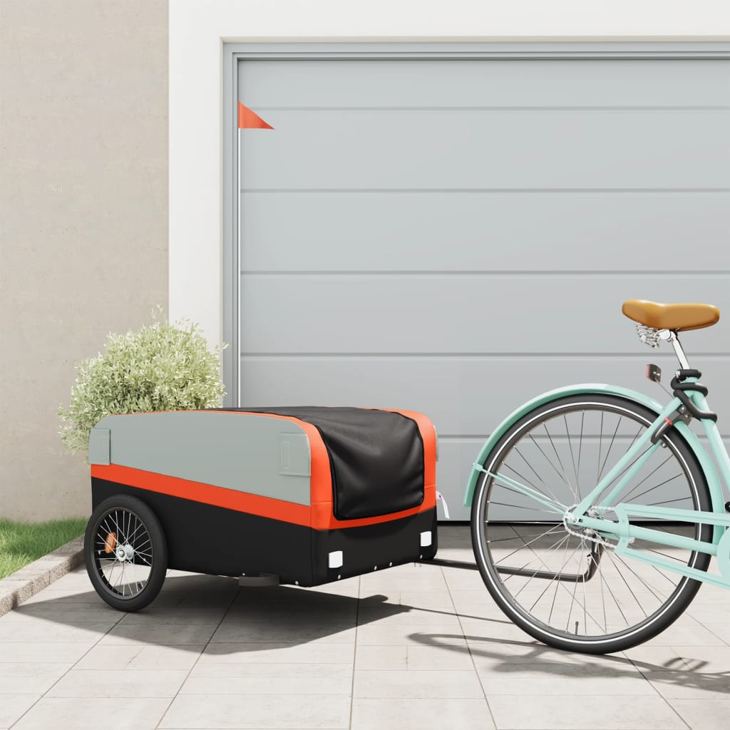 cykelanhænger 45 kg jern sort og orange