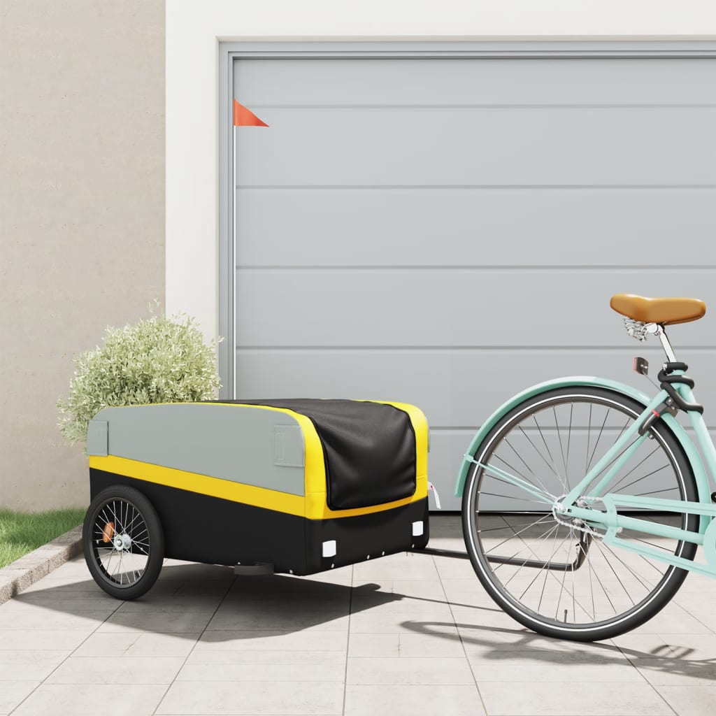 cykelanhænger 45 kg jern sort og gul