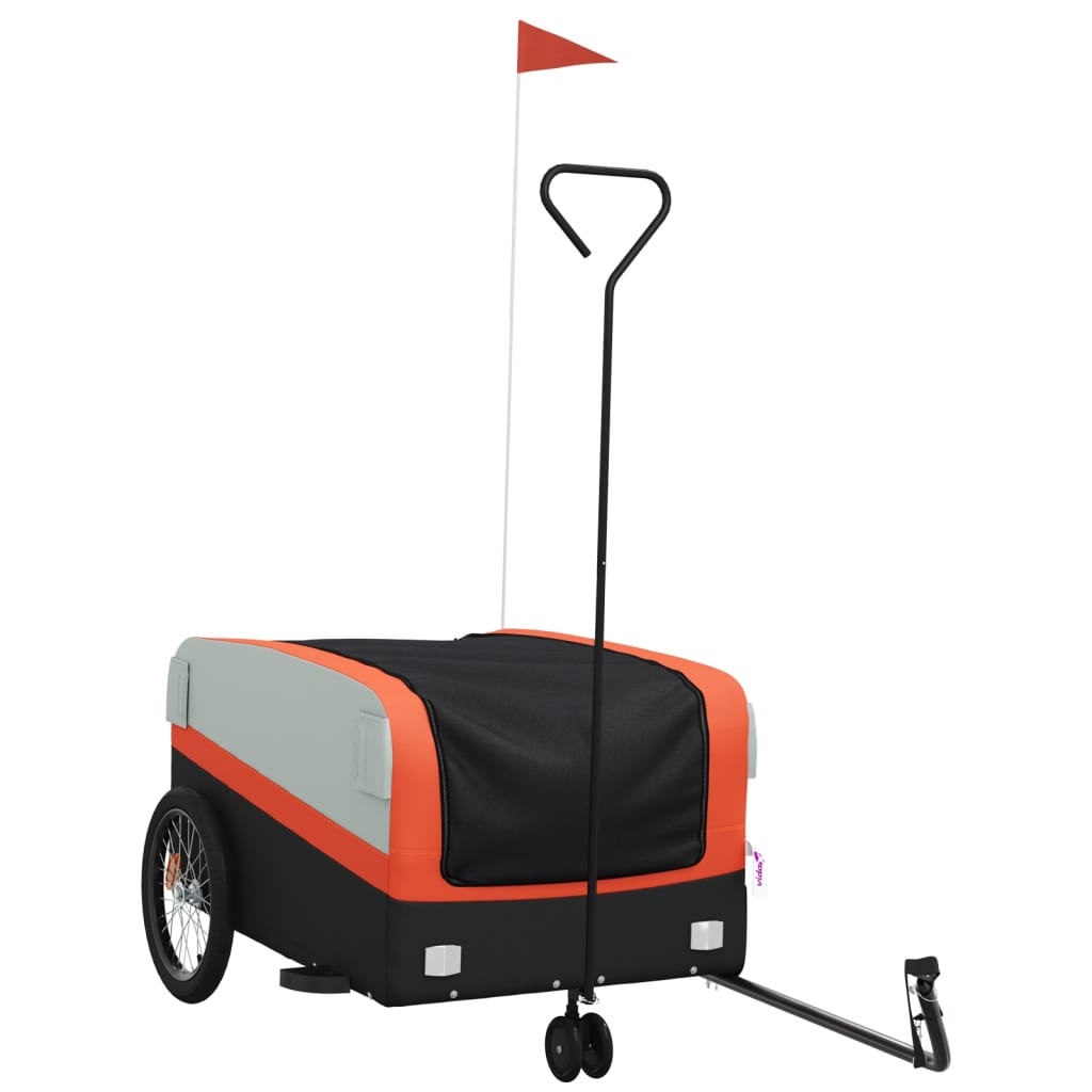 cykelanhænger 45 kg jern sort og orange