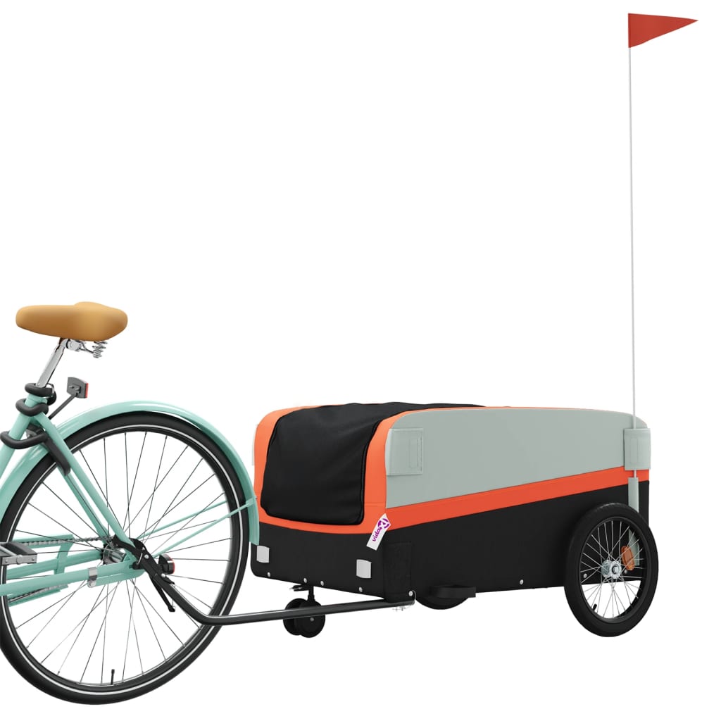 cykelanhænger 45 kg jern sort og orange