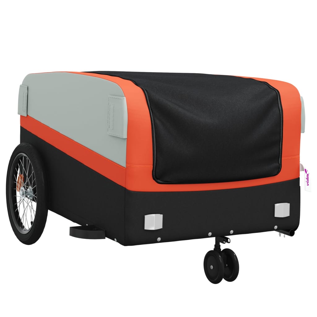 cykelanhænger 45 kg jern sort og orange