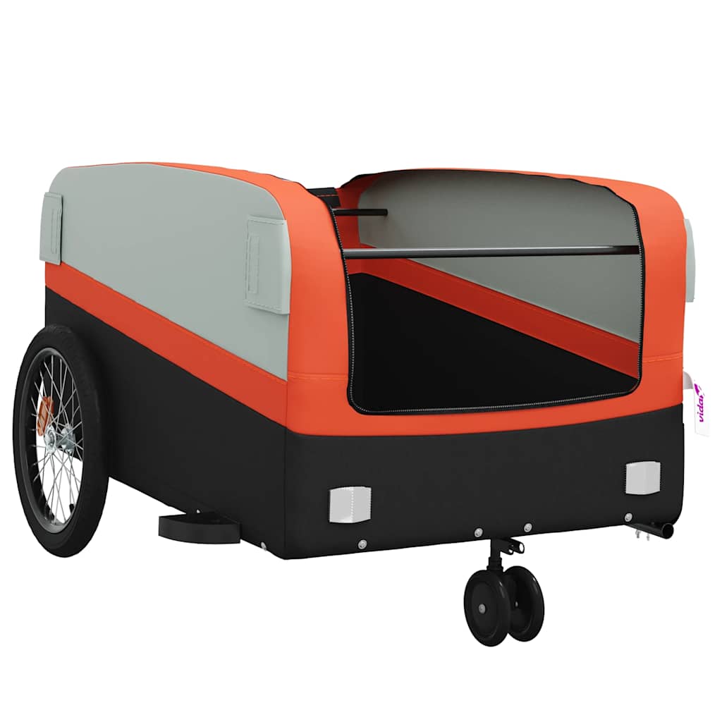 cykelanhænger 45 kg jern sort og orange