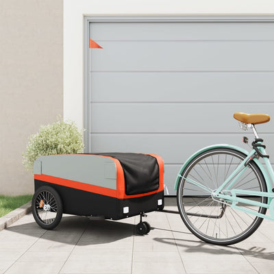 cykelanhænger 45 kg jern sort og orange