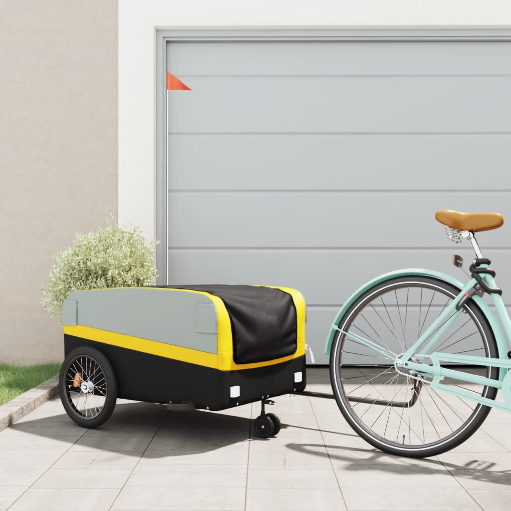 cykelanhænger 45 kg jern sort og gul