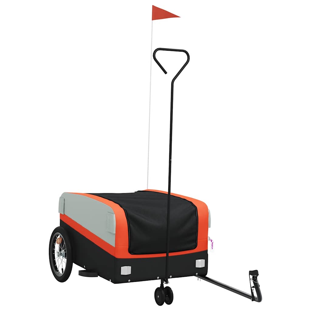 cykelanhænger 45 kg jern sort og orange