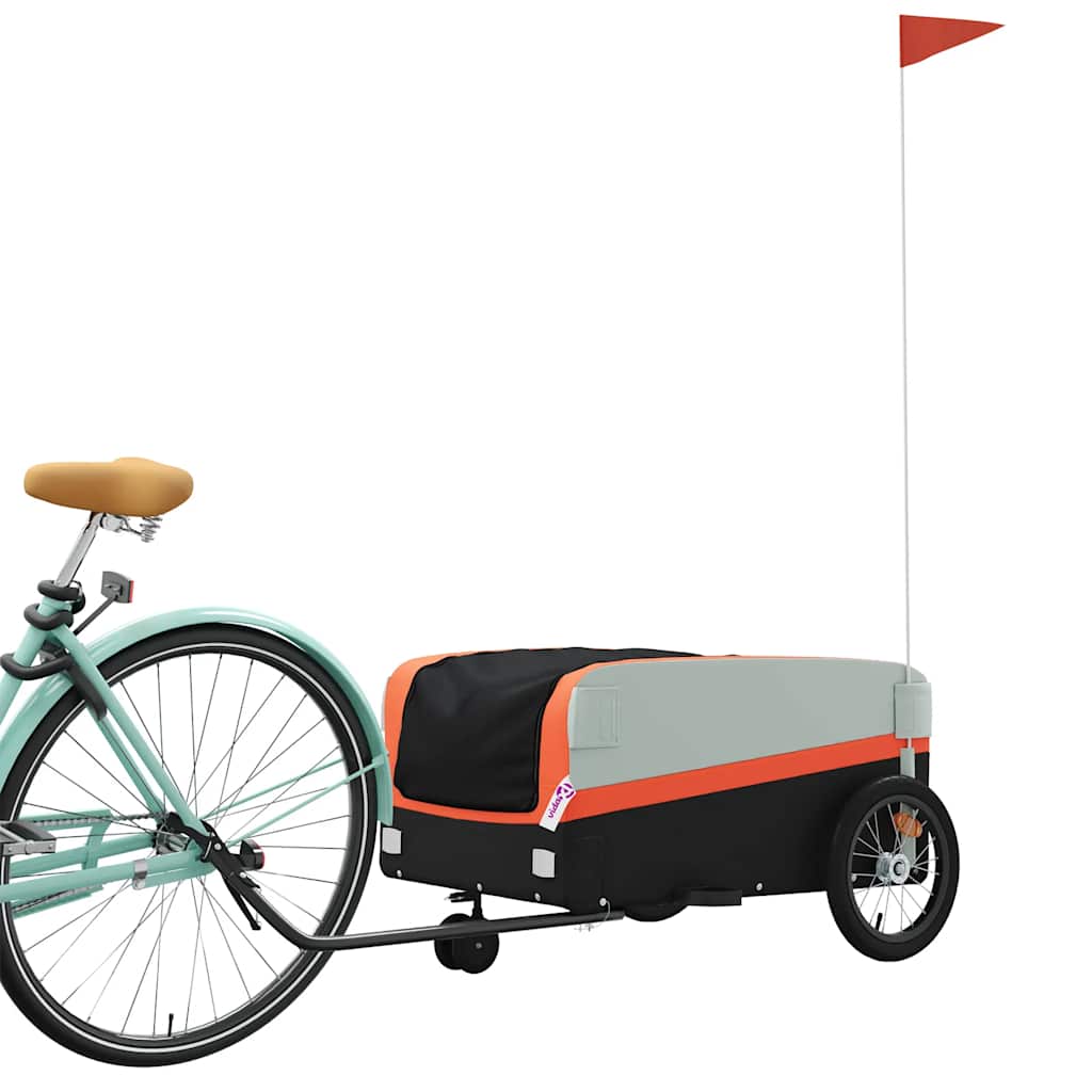 cykelanhænger 45 kg jern sort og orange