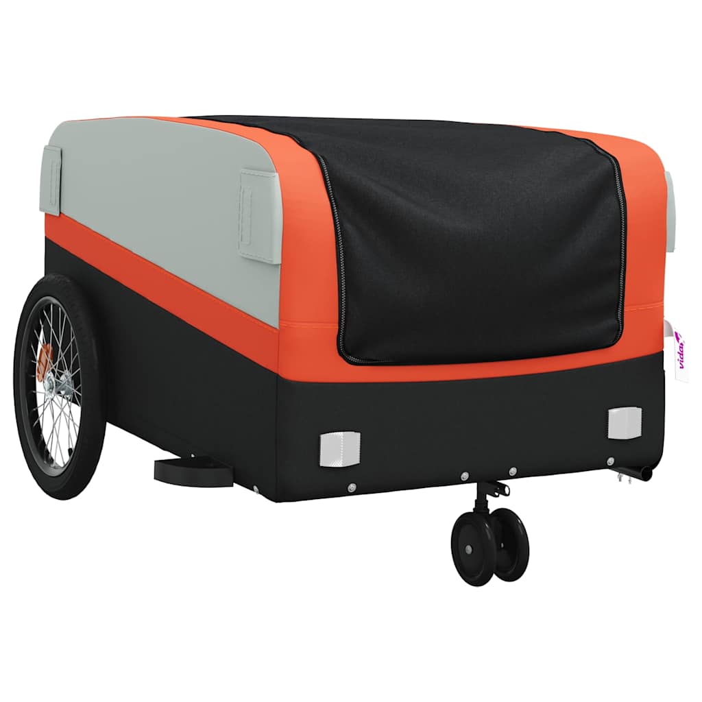 cykelanhænger 45 kg jern sort og orange