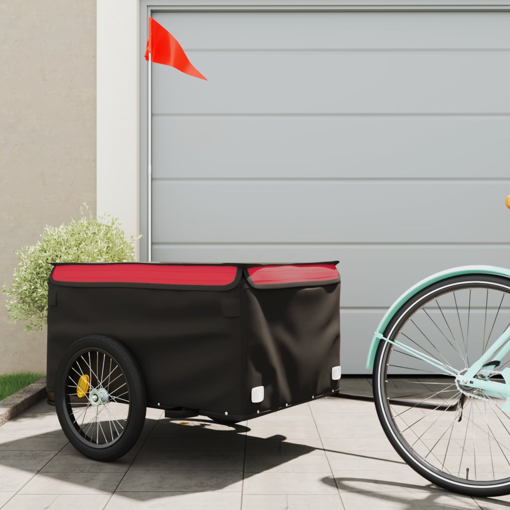cykelanhænger 45 kg jern sort og rød