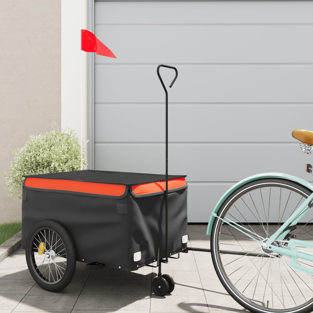 cykelanhænger 30 kg jern sort og orange